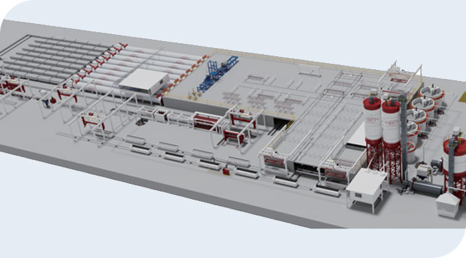 Autoclaved aerated concrete plate and block production line