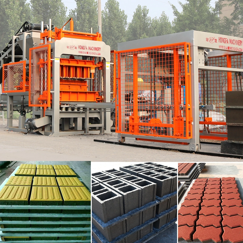 QT5-15 Concrete Hollow Block Brick Making Machine Paving Block Paving Vibration Method Construction