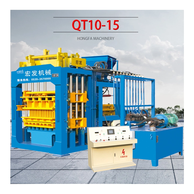 QT10-15 full automatic  concrete block machine hollow brick making machinery